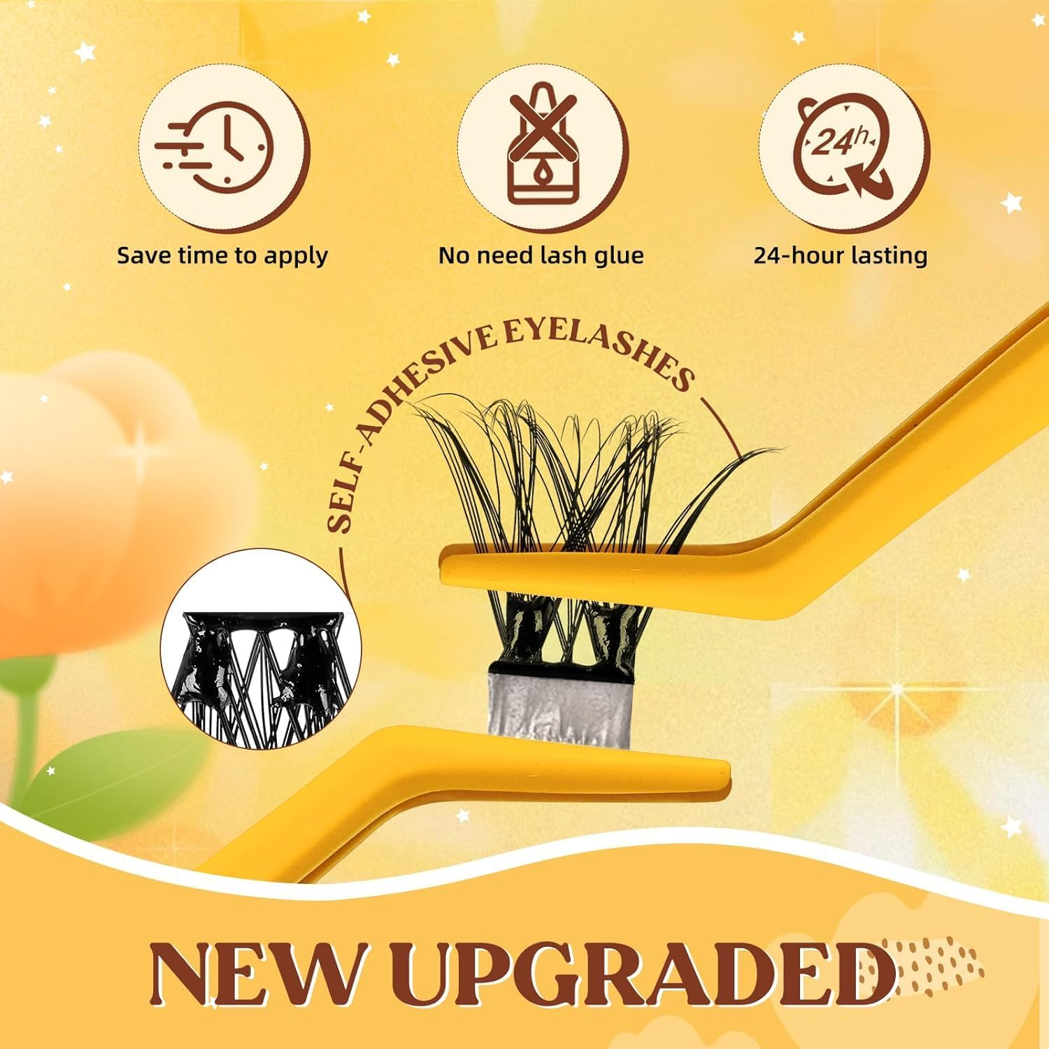 QUEWEL Self Adhesive Eyelashes, Press on Lashes Pre Glued Eyelash Clusters Self Stick Cluster Lashes No Glue No Remover Needed DIY Lash Extension Kit for Beginners (MJ01-DH) - Mj01-Dh-Zzjm image number 2