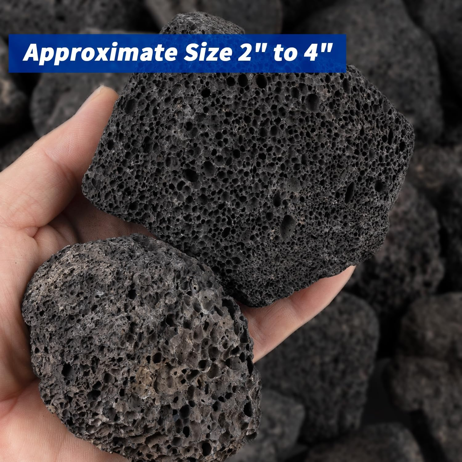 Calofulston 2"-4" Black Lava Rock, Large Volcanic Lava Rock for Fire Pit, Gas Logs, Aquarium, Fireplace, Fire Bowl, 5Lbs image number 6