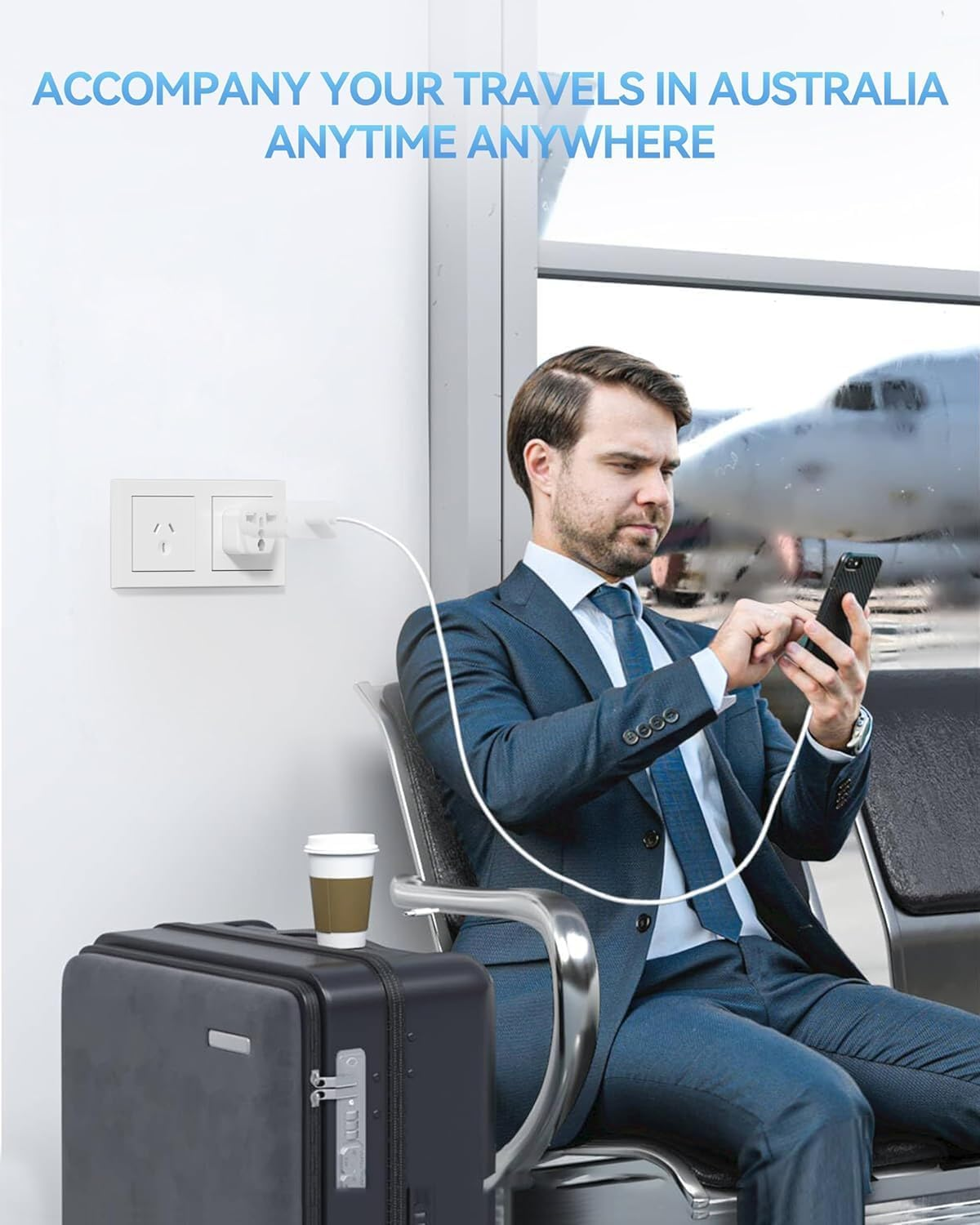 Universal Travel Adapter (4-Pack) - Japan/Us to Australian Power Adapters, Uk/Eu/India to AU Power Plug Adapter, 3 Pin Travel Adaptor Multiplug with Safety Grounded Pin, White image number 1