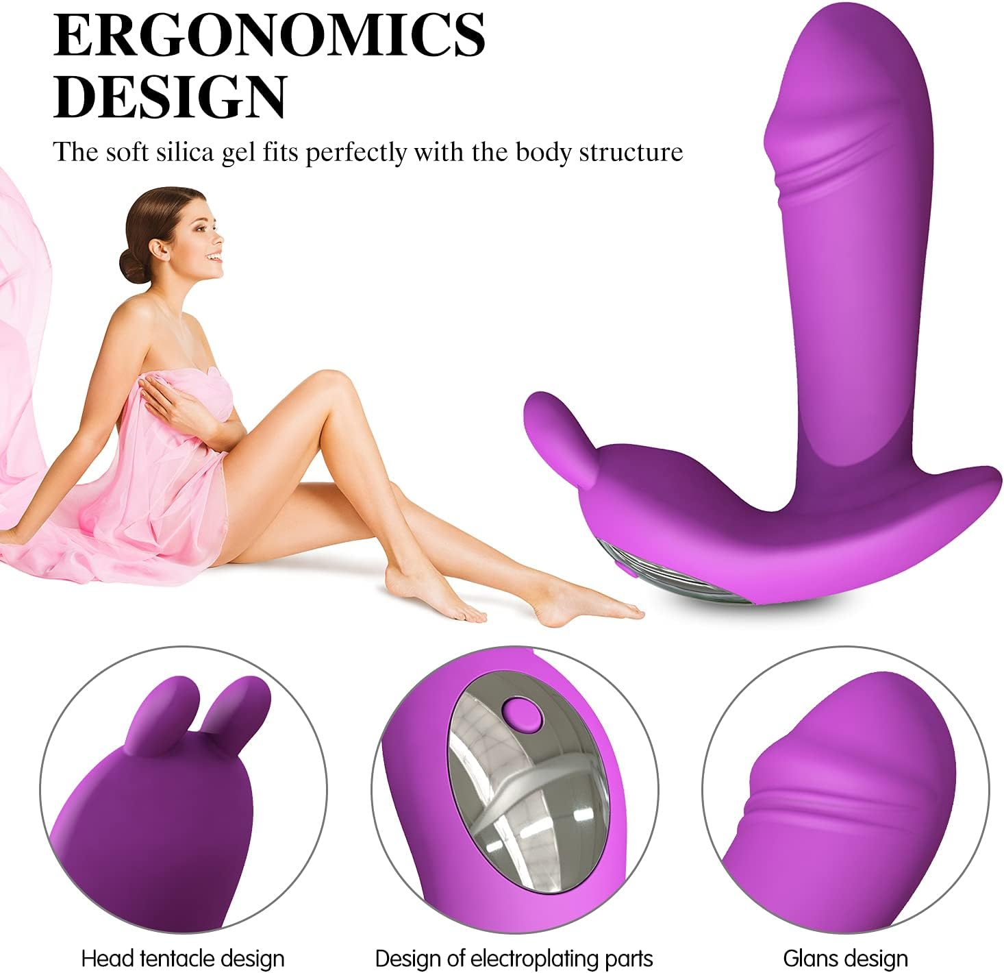 Handheld Multi-Mode Portable Bed Exercise Tool Back Massager Rechargeable Soft Silicone Multifunctional Massager Toy (Violet)