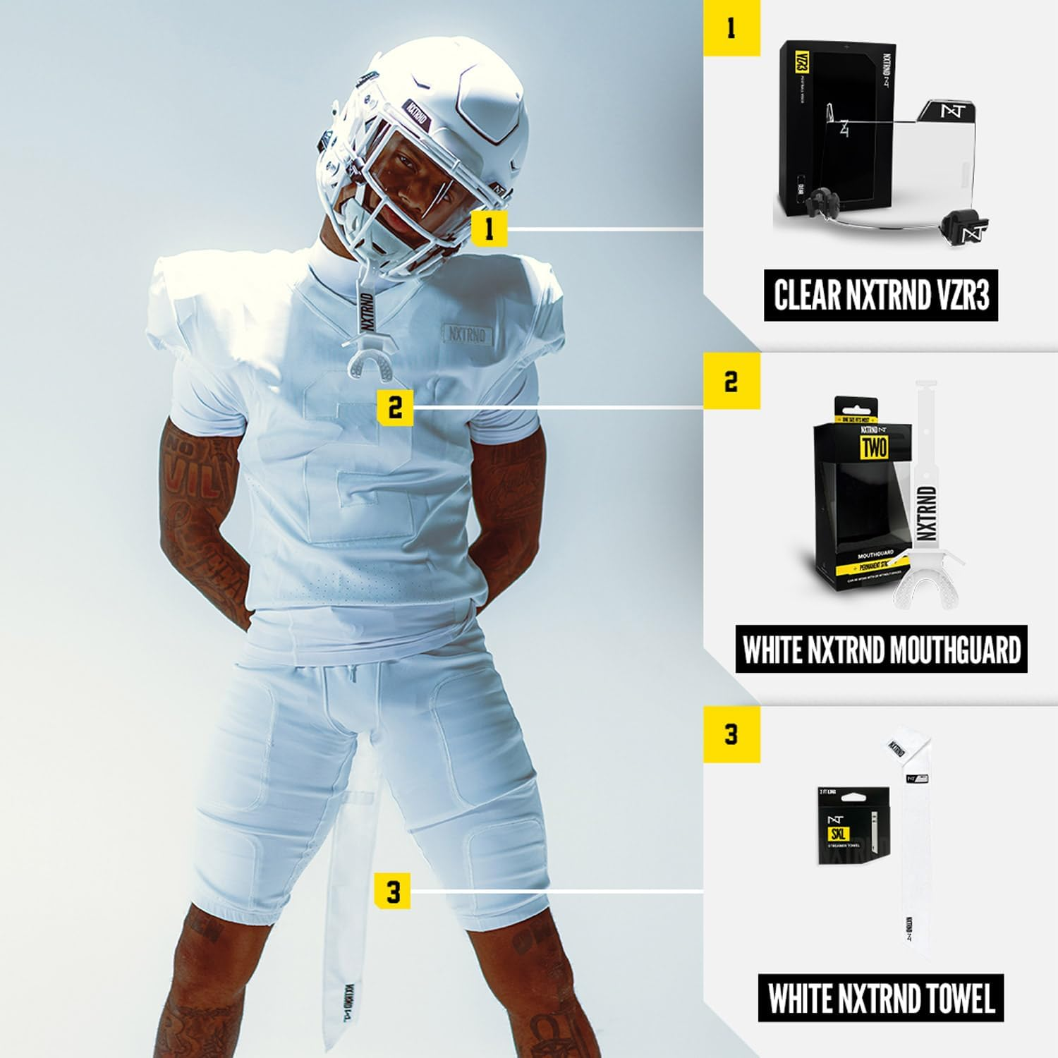 Nxtrnd Streamer Football Towel, Thin Sports Towel, Dries Hands & Football Accessories (White) - Black image number 3