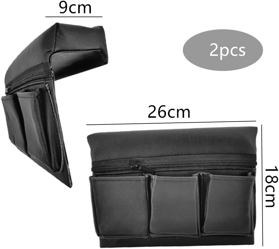 Car Door Side Storage Pocket,Granmagazz 2 Pcs Car Door Window Armrest, Leather Window Armrest Bag Car Door Window Armrest Pad Universal Interior, Black