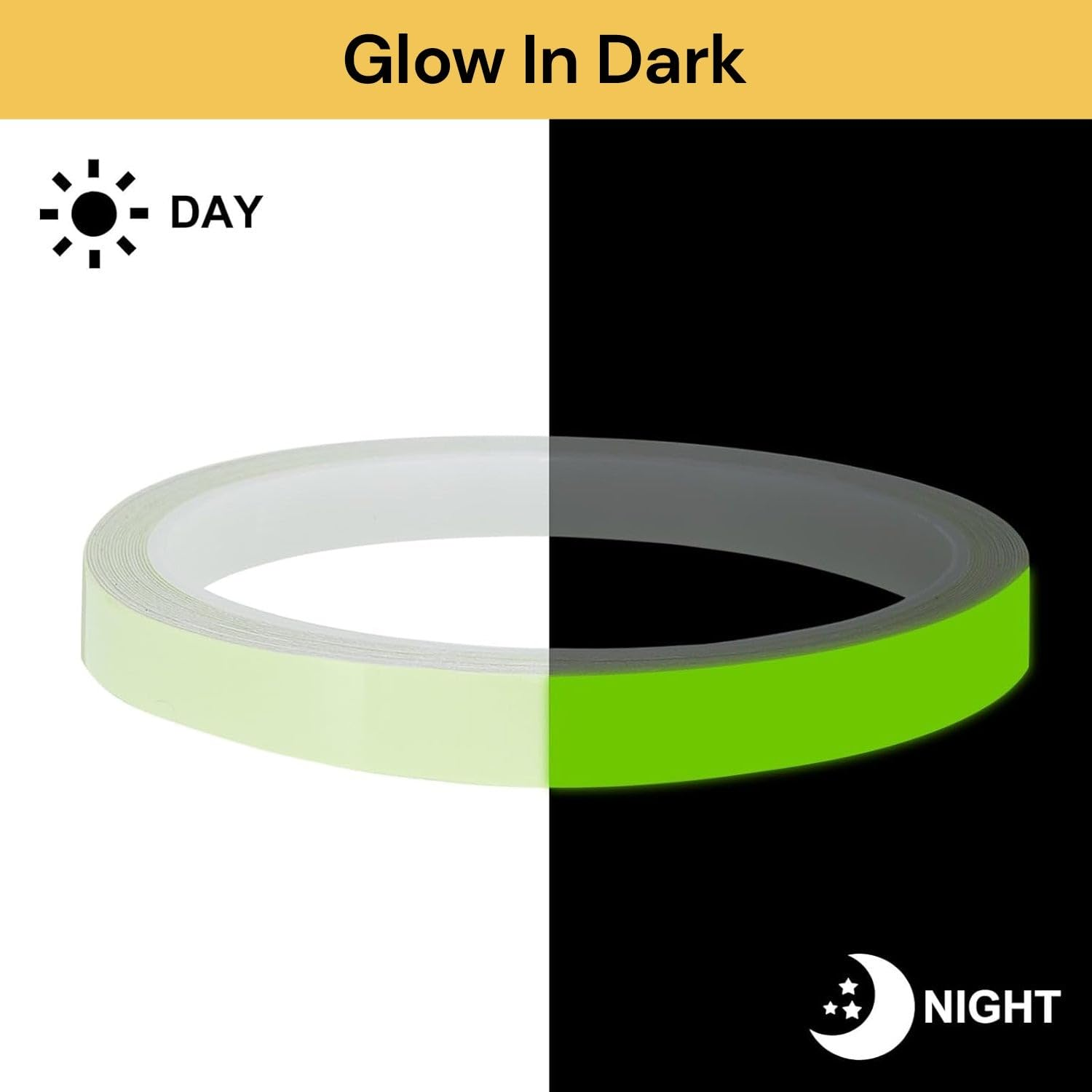 Spendeal 2 Pack Glow in the Dark Tape &ndash; Waterproof Luminous Safety Tape for Stairs, Walls, Floors &ndash; Indoor Outdoor Photoluminescent Adhesive Tape for Home, Emergency, Decoration (9.85 Ft X0.5 Inch) image number 2