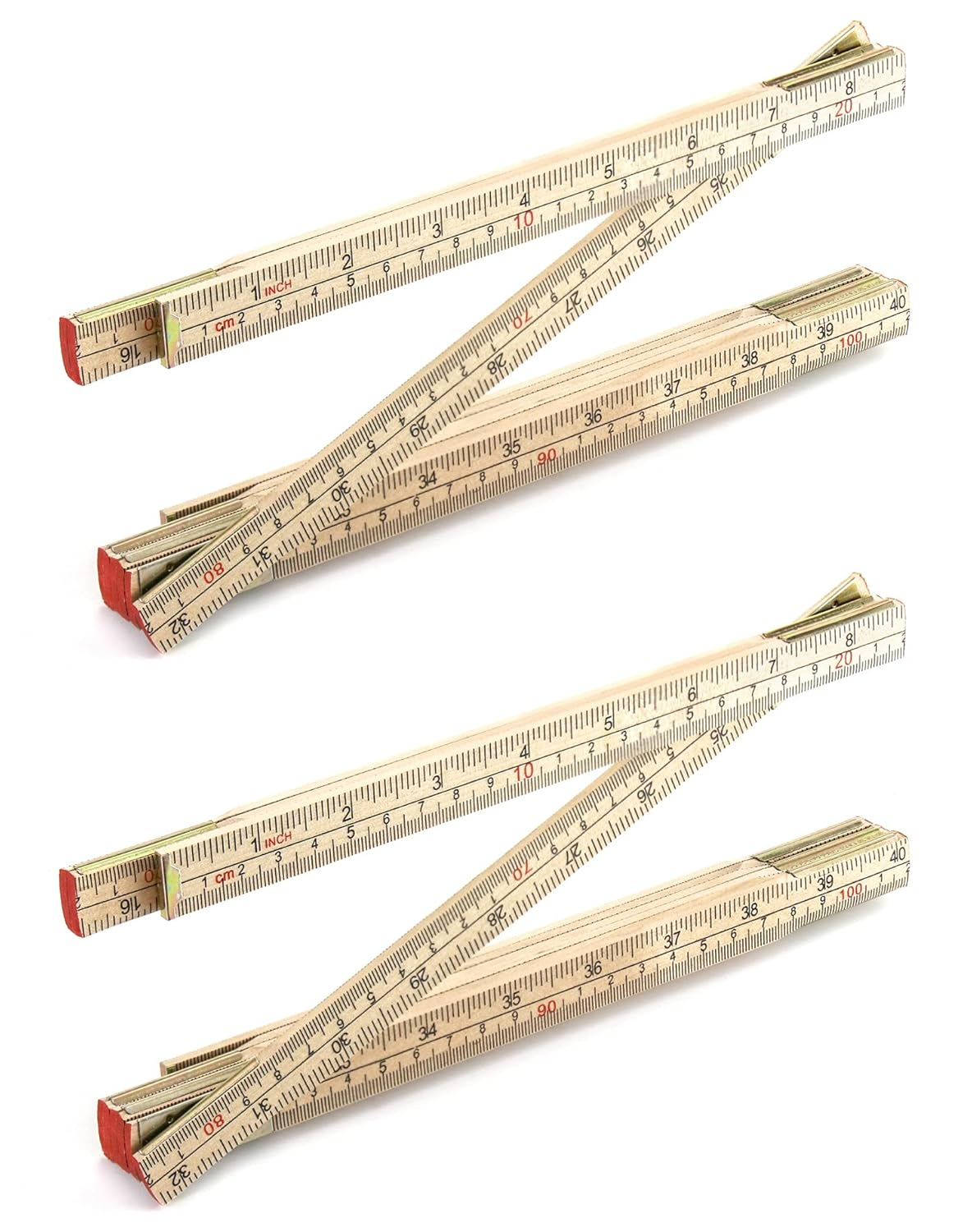 QWORK Folding Wood Rule, 2 Pack, 6FT 6 Inch Foldable Ruler with US and Metric Measurements for Carpenters image number 5