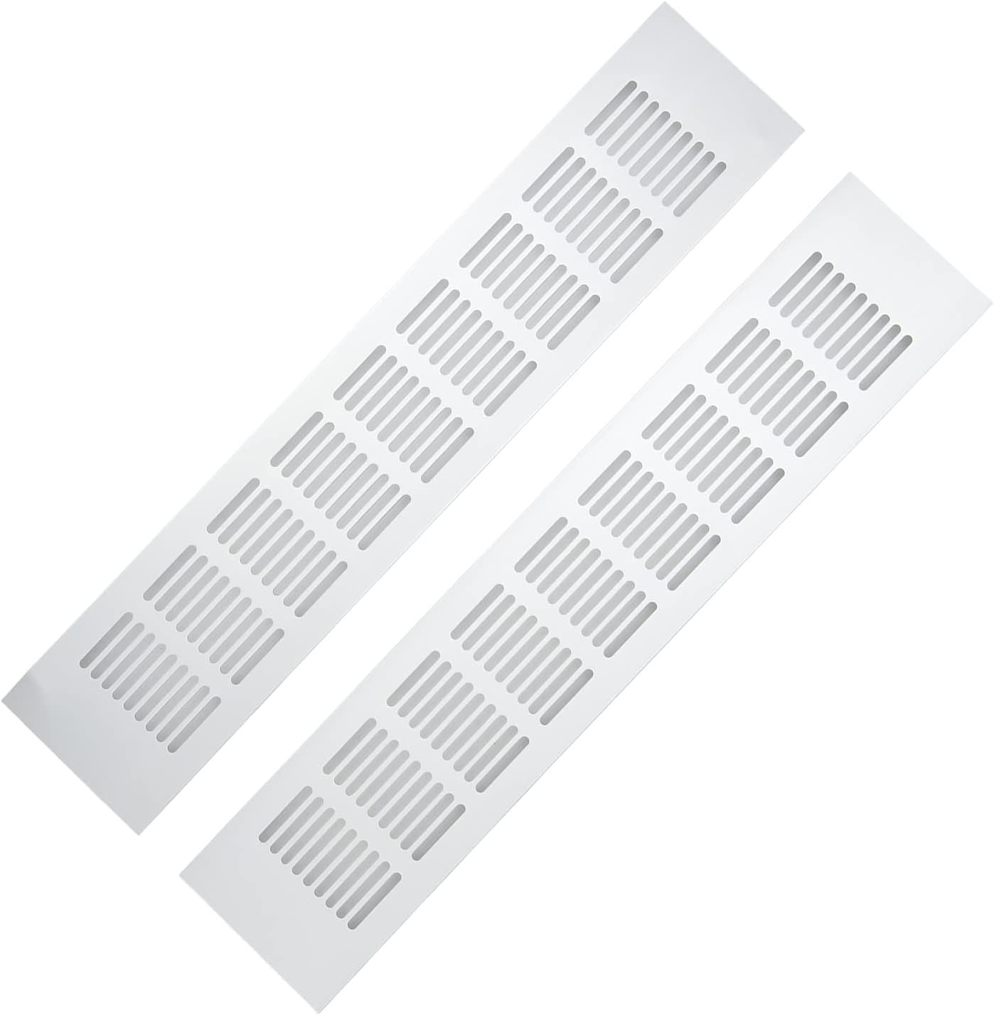 Ventilation Grille 2Pcs Aluminum Alloy Rectangular Vent Plate 80X400Mm with Pre-Drilled Holes for Easy Installation for Closets Shoe Cabinets Motorhomes Rvs Camping Home Office Furniture image number 2