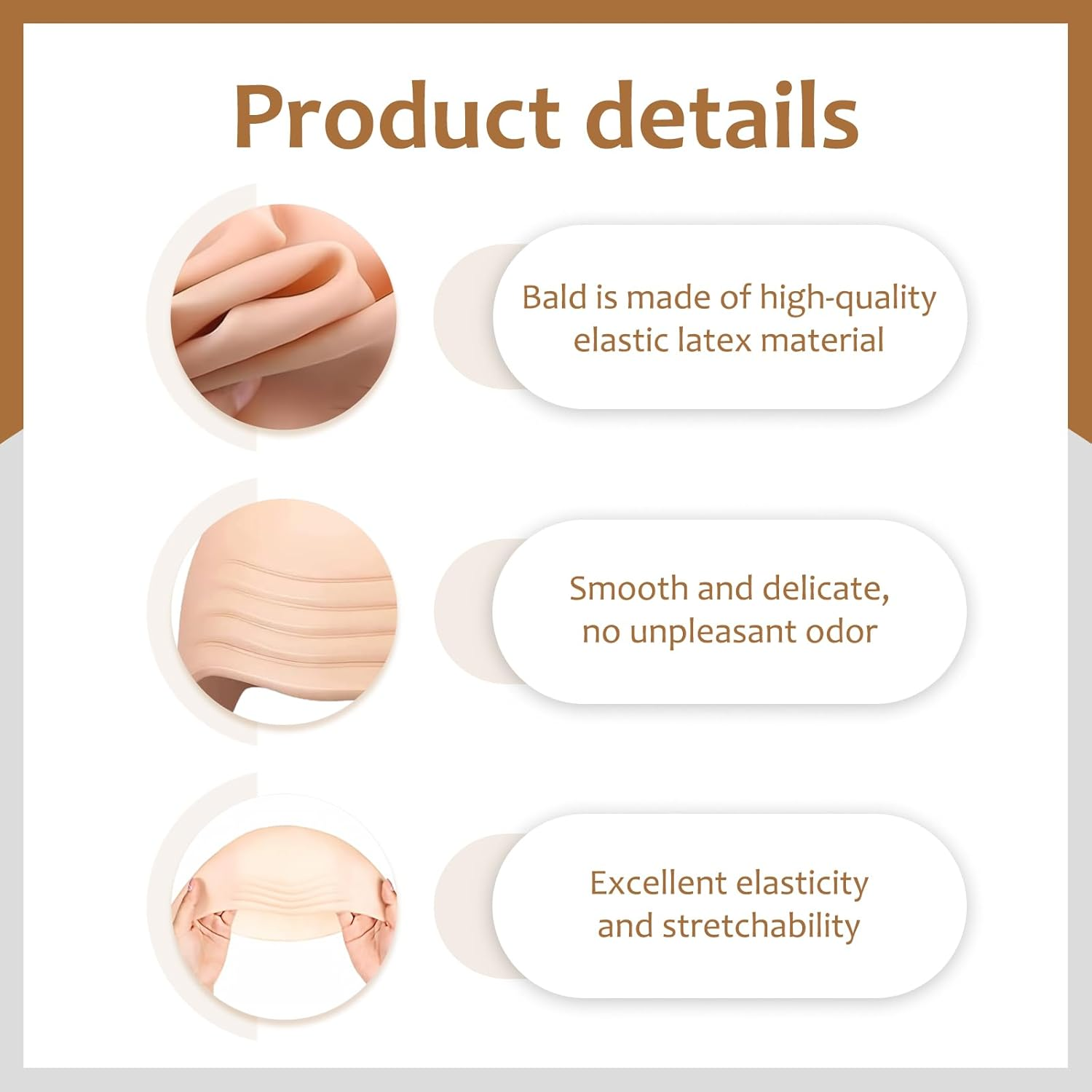 Pack of 2 Bald Cap and 2 Bald Heads, Pitbull Bald Caps, Pitbull Bald, Costume Set with Bald Head for Wig Makeup, Halloween Role Play, Costume Accessories image number 4