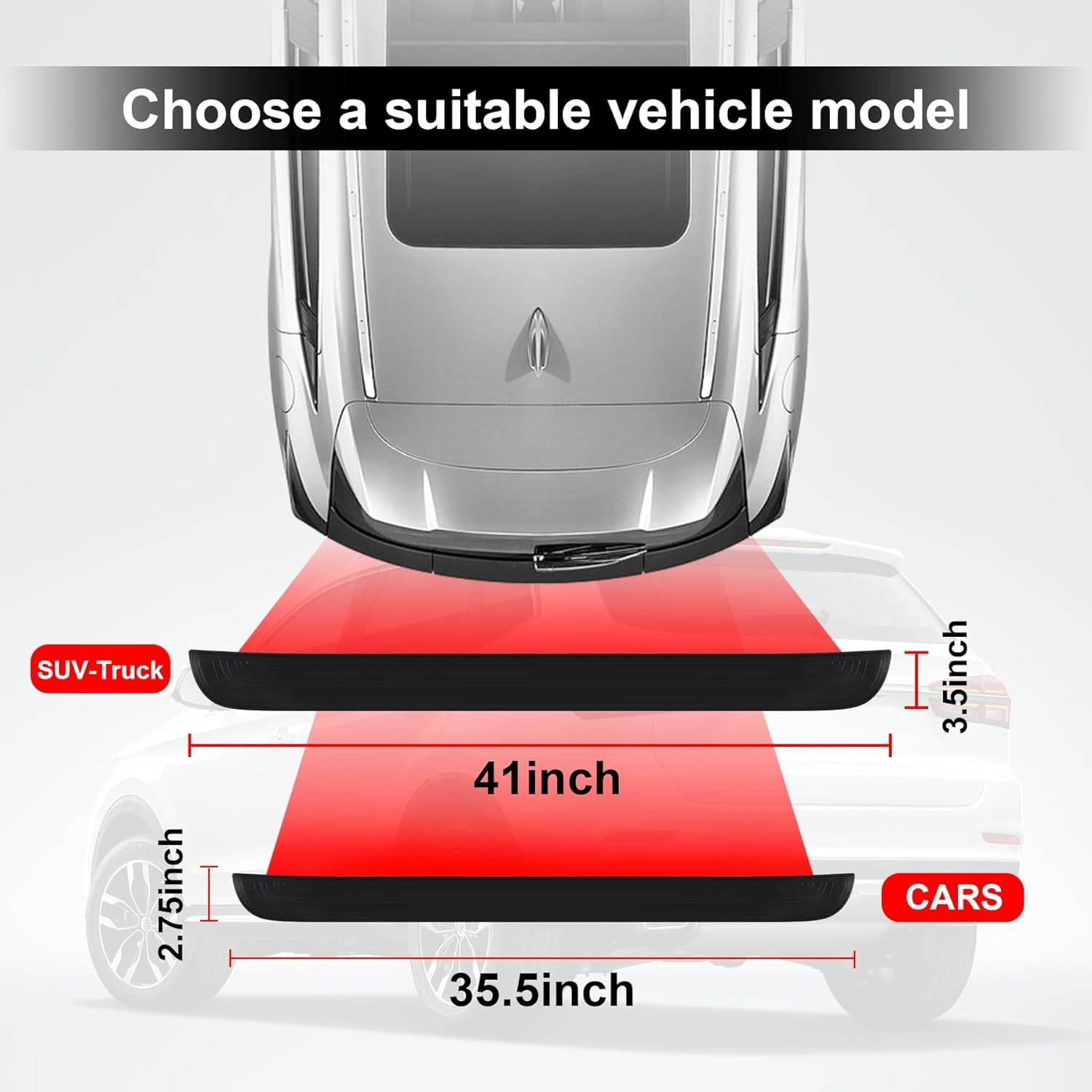 SINGARO Car Rear Bumper Protector, 35.5Inch X2.75Inch Car/Suv Universal Rubber Anti-Scratch Trunk Exterior Accessories（Black） image number 1