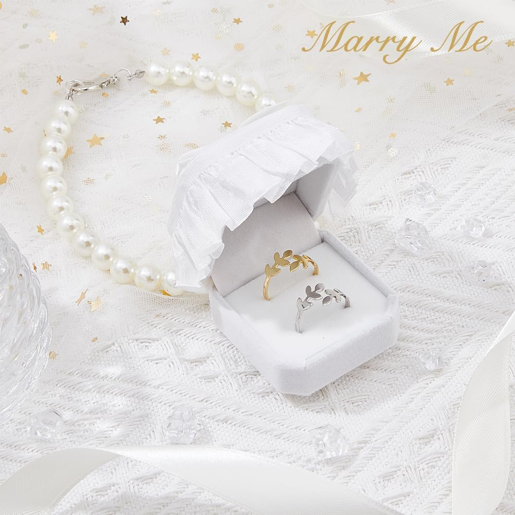 SUPERFINDINGS Pearl Cat Collar White Velvet Ring Box Wedding Dog Collar with Ring Box Cat Wedding Ring Holder with Pet Collar Rhinestone Couple Ring Bearer Box for Proposal Engagement Wedding 13Inch image number 3
