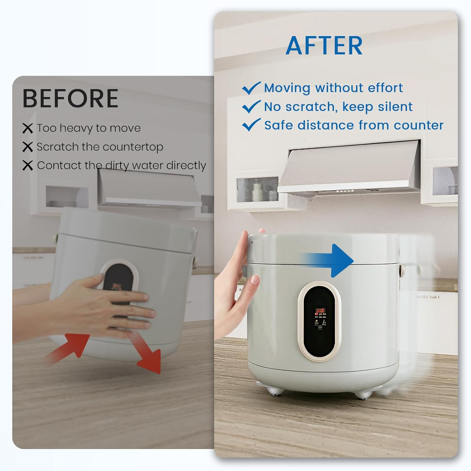 Self Adhesive Caster Wheels, Appliance Rollers for Kitchen Appliances, 360&deg; Swivel Mini Universal Wheel Roller Casters, Sticky Pulley for Trash Can, Storage Box, Appliance Slider (8, White-Swivel) image number 2