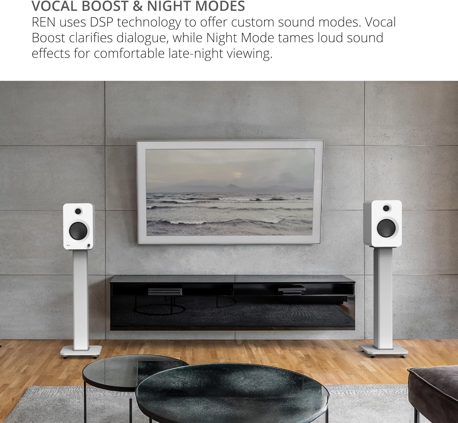 Kanto REN 200W Powered Bookshelf Speakers with HDMI ARC, USB-C, and Bluetooth 5.3 - Matte Orange, Pair - Matte Blue image number 5