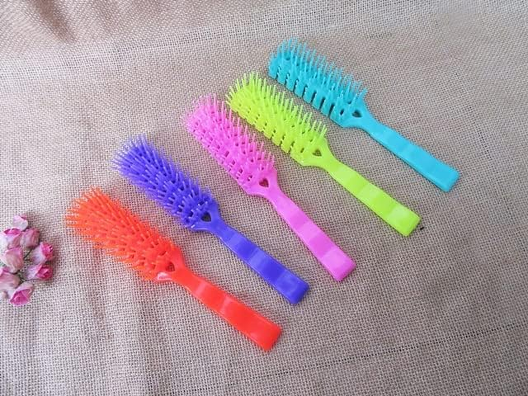 4X12Pcs Candy Color Comfort Hairbrush Combs Mixed Wholesale image number 1