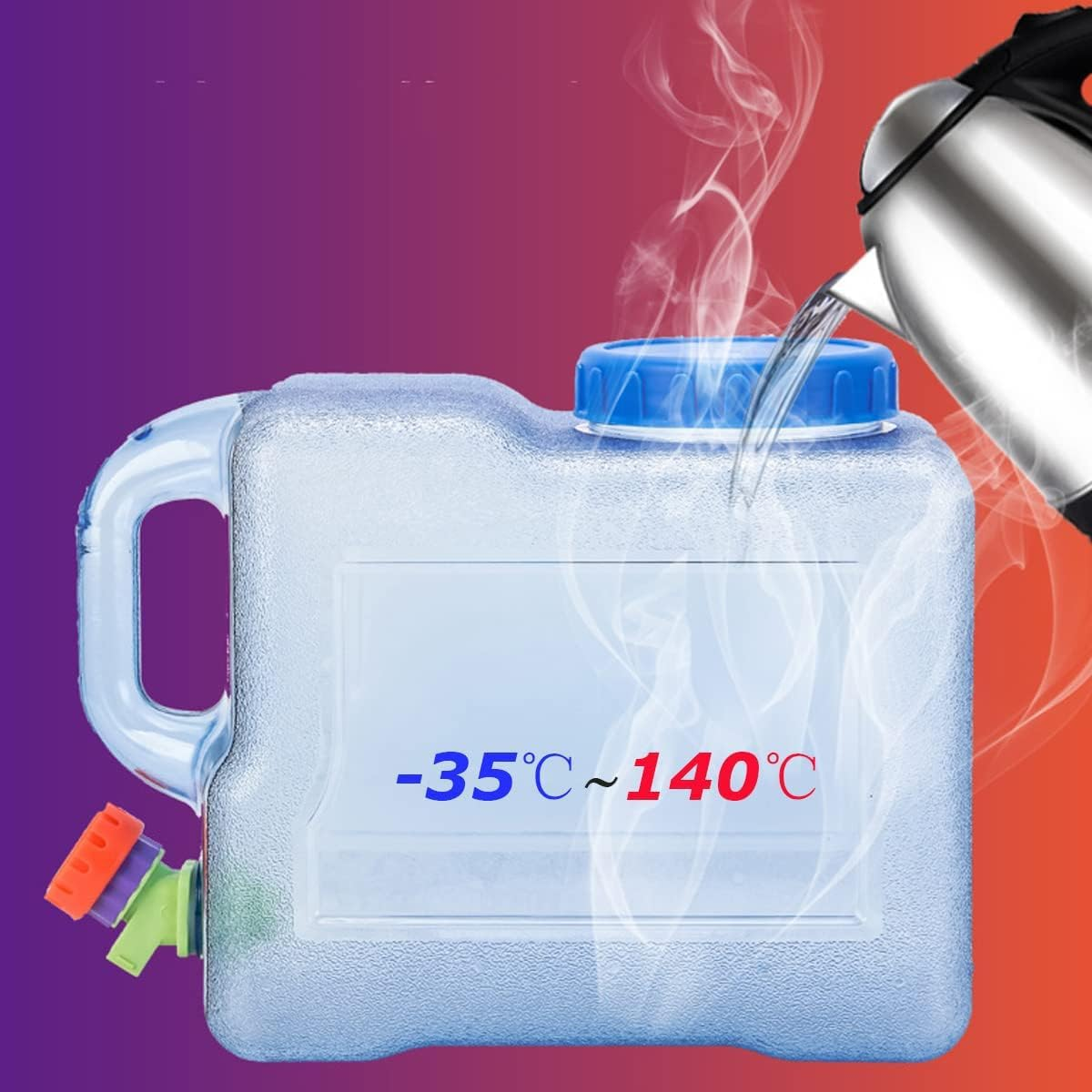 Water Storage Containers, Camping Water Container, Portable Large Water Tank with Faucet for Outdoor Camping Picnic Hiking Car Driving Home Emergency Water Storage (1.3 Gallons (5L)) image number 1