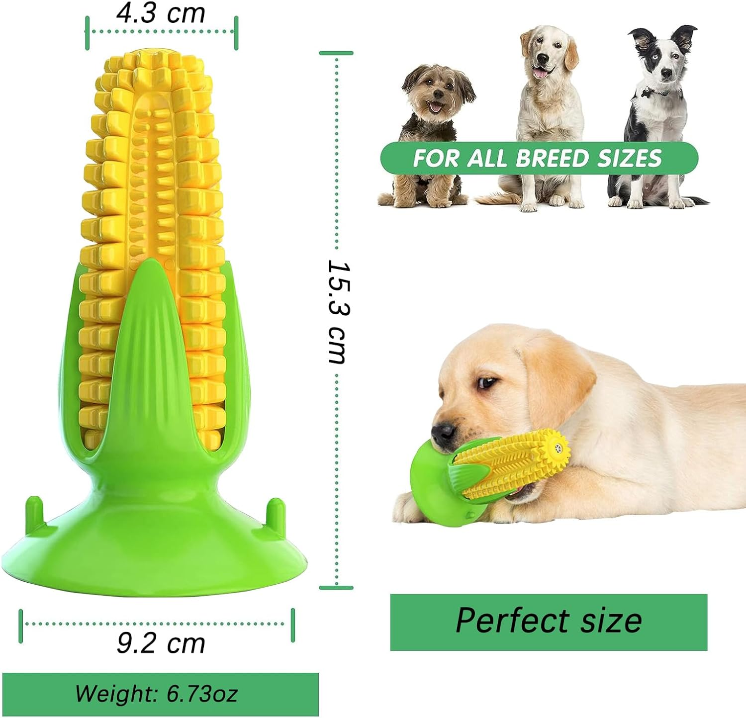 Dog Chew Toys Puppy Teething Chew Toys, Corn Stick Tough Training Toys That Clean Teeth, Squeaky Suction Cup Toothbrush Interactive Toy for Small to Medium Dogs image number 4