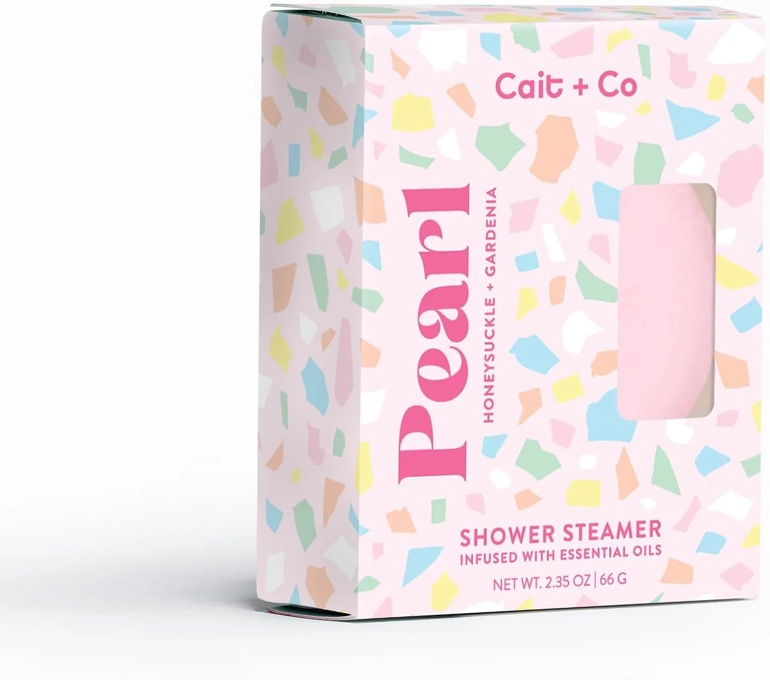 Cait + Co Aromatherapy Essential Oil Infused Shower Steamer with Mesh Bag, Honeysuckle and Gardenia Scent, Pearl - Pack of 2 image number 2