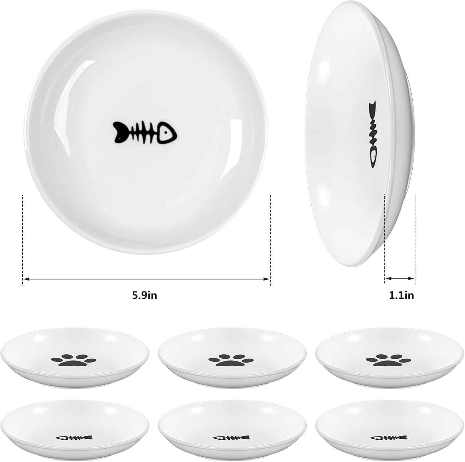 Cat Bowl Ceramic Cat Bowl Feeding Bowl: Pack of 6 Cat Bowls Ceramic Feeding Bowl Cat Feeding Bowl Cat Bowl Cat Bowl Flat Ceramic Cat Food Bowl Water Bowl