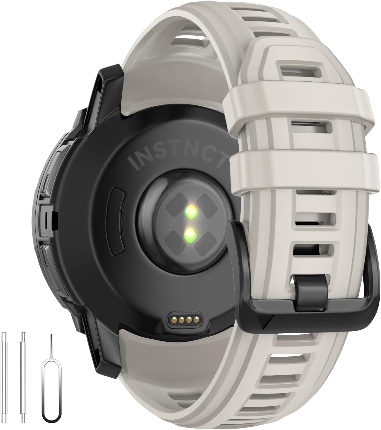 Strap for Garmin Instinct 3 50 Mm/Instinct 2X, 26 Mm Silicone Replacement Strap - Cangshan Green image number 5