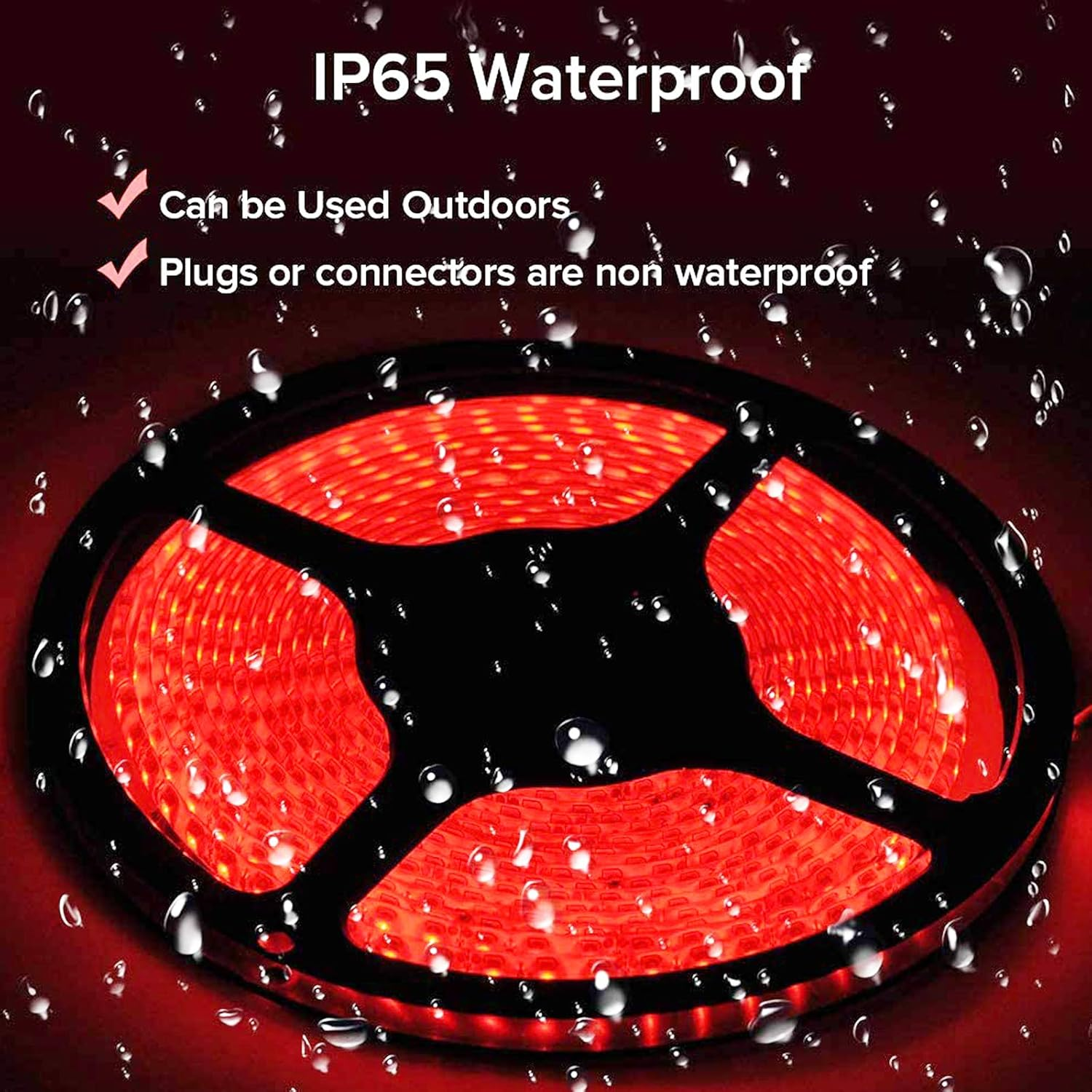 JOYLIT 12V LED Strip Lights 5M Red 620-625Nm IP65 Waterproof, 300Leds SMD 5050 Flexible Cuttable Adhesive Tape Light for Truck, Car, Boat, DIY (Without Power Supply) image number 3