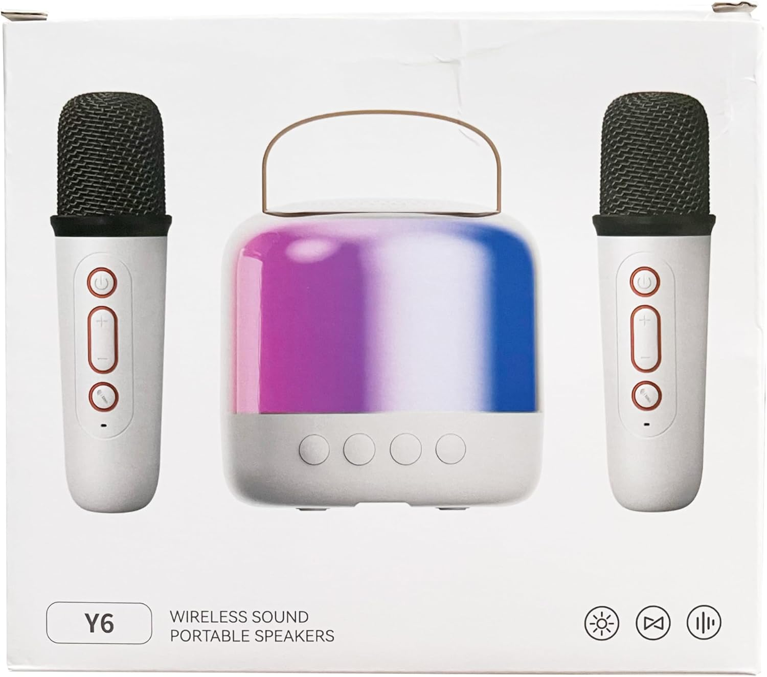 Karaoke Machine with 2 Microphones, Portable Bluetooth Karaoke Machine for Children Adults with Voice Changing Effects & LED Lights Boys Girls Gifts Toy (Pink) image number 5