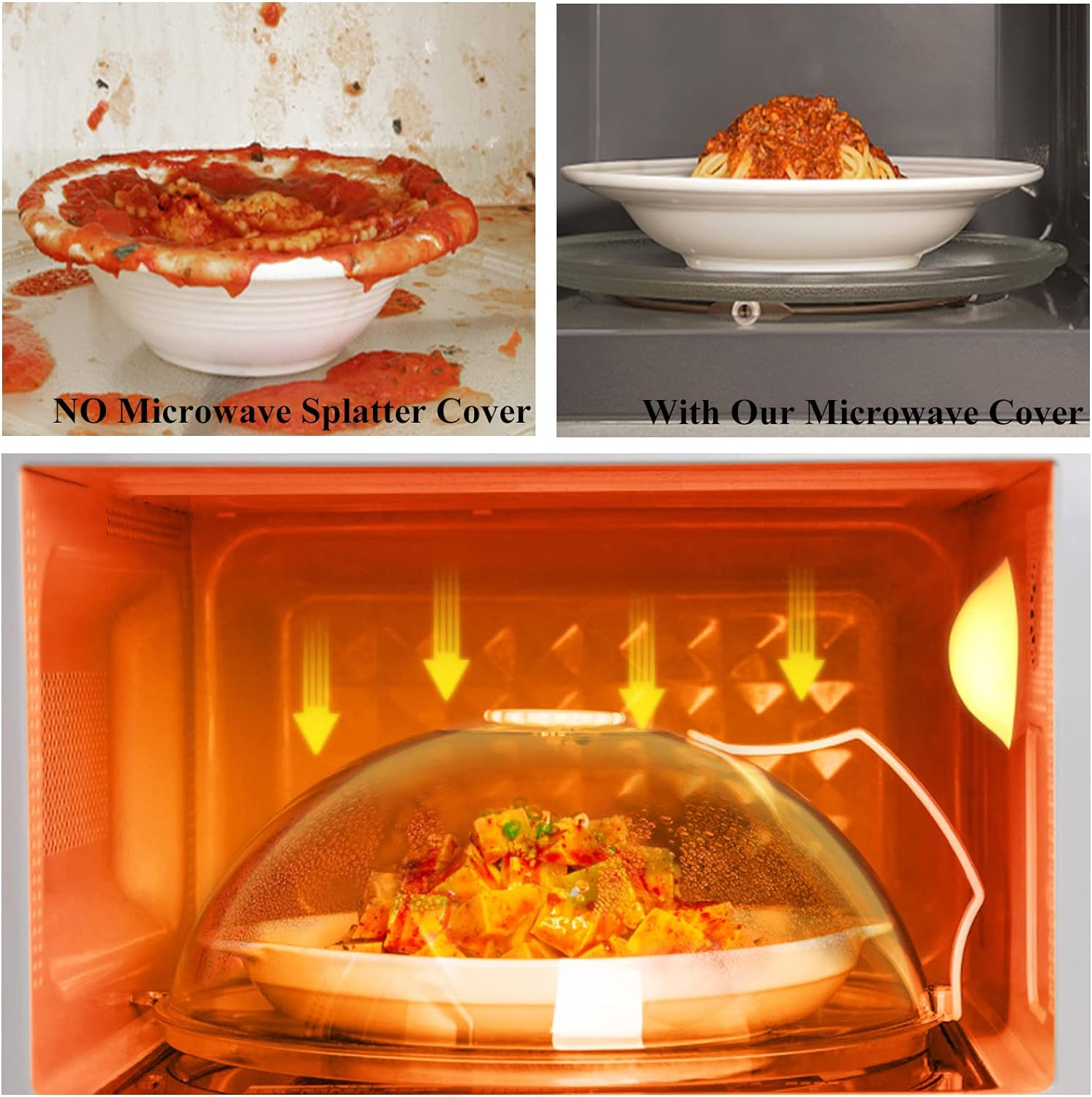 Microwave Splatter Cover for Food,Clear like Gla Microwave Splash Guard Cooker Lid,Dish Bowl Plate Serving Cover with Steam Vent,Bpa-Free,Saft Plastic,10.5 Inchs Green image number 2