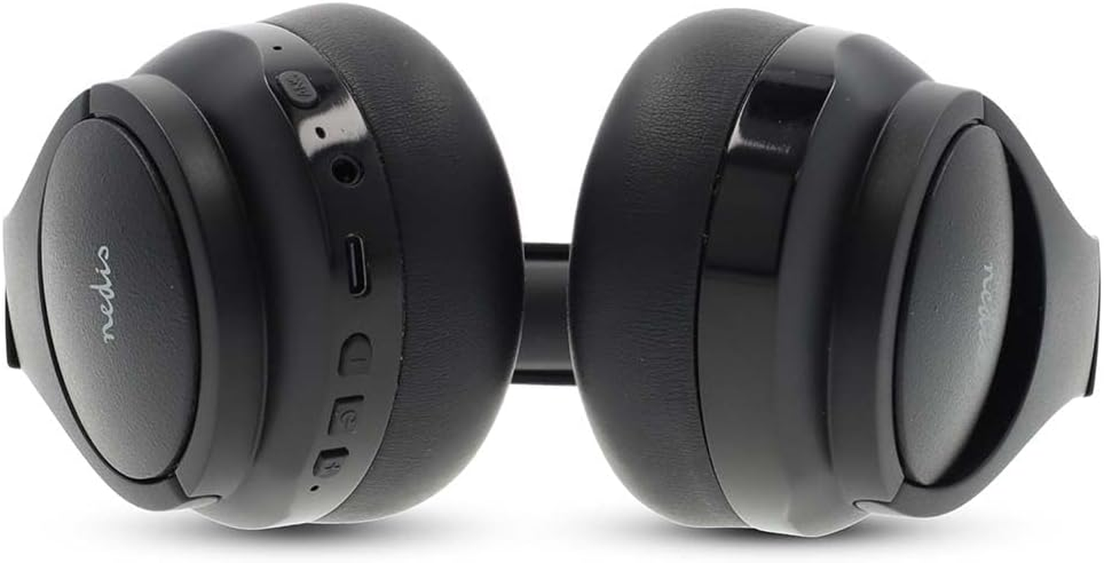 Nedis Wireless Over-Ear Headphones - Max. Battery Playtime: 28 Hours - Built-In Micro - Press Ctrl - Hybrid (ENC + ANC) - Voice Control - Volume Control - Black