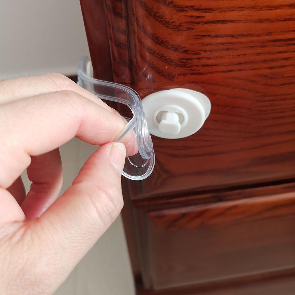 DACUAN 12 PCS 11CM Childproof Refrigerator Lock, Freezer Lock, Invisible Cabinet Cupboard Lock for Toddlers, Easy to Install(Transparent) image number 5