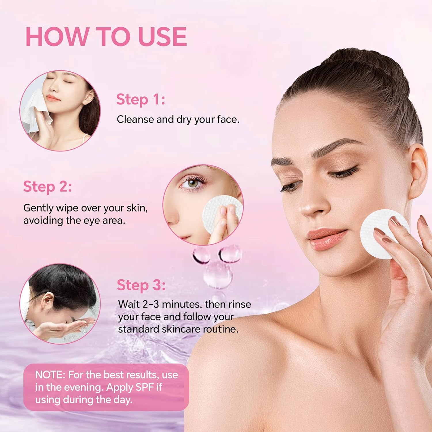 SAISZE Glycolic Acid Pads, 50 Toner Pads for Face Cleansing, Exfoliating Pads Chemical Peel with Salicylic Acid image number 4