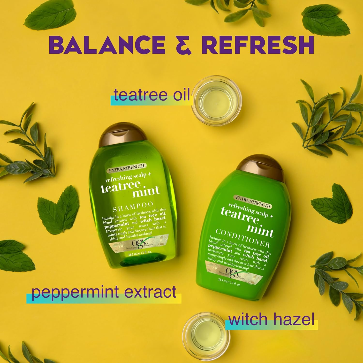 OGX Extra Strength Refreshing Scalp + Tea Tree Mint Shampoo, 380Ml image number 1