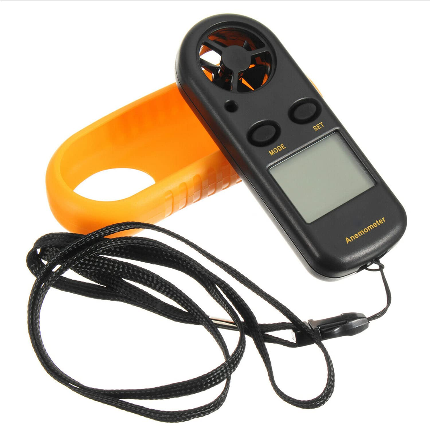 Chironal 1Pcs Portable Digital Anemometer 0.3-30M/S Wind Speed Meter with LCD Backlight Display (Yellow) image number 1