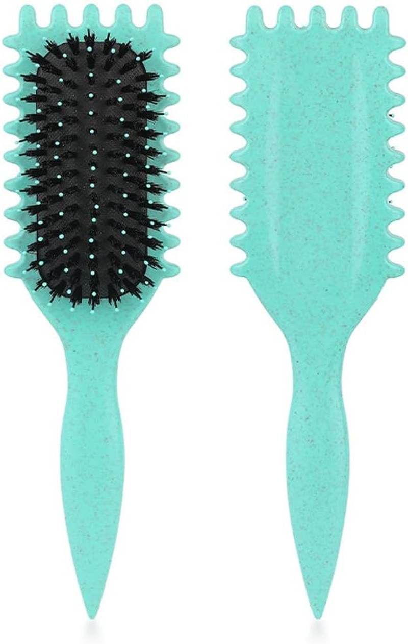 Tomedeks 1 X Brush Curl, Curl Defining Brush, Boar Bristle Hair Styling Brush for Detangling, Shaping, Curly Hair Brush for Women and Men (Green)