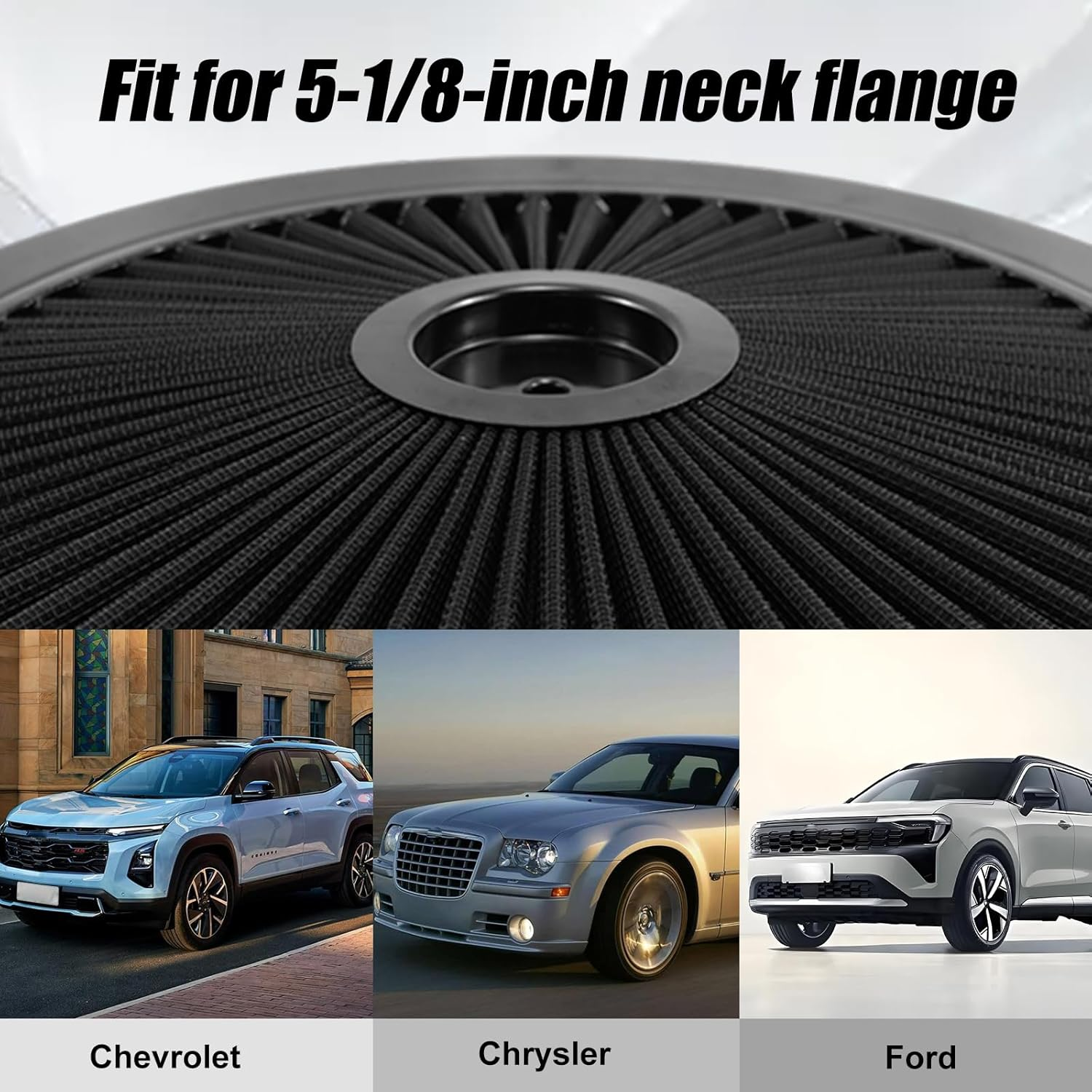 RYANSTAR RACING 14" X 3" round Air Cleaner Filter Assembly Kit Includes Flow-Thru Lid Washable Air Filter Element Compatible with Chevy Ford GMC Black image number 2