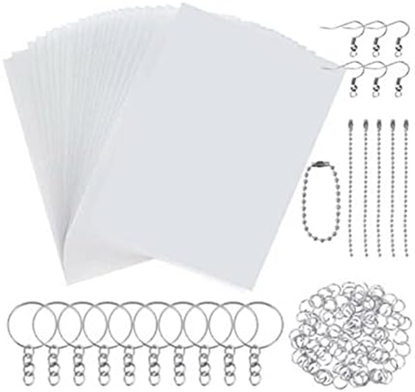 Hepzest Shrinky Art Paper Heat Shrink Sheet Plastic Kit Hole Punch Keychains Pencils DIY Drawing image number 1