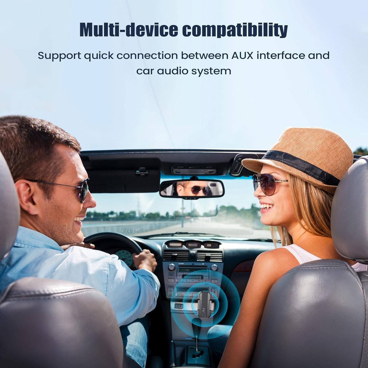 Wireless Audio Receiver for Car -Transmitter and Receiver | 5.3 Music Adapter Abs Wireless Audio Device for Car, Travel, Stereo Speaker, Wired Headphones, Rechargeable Accessory