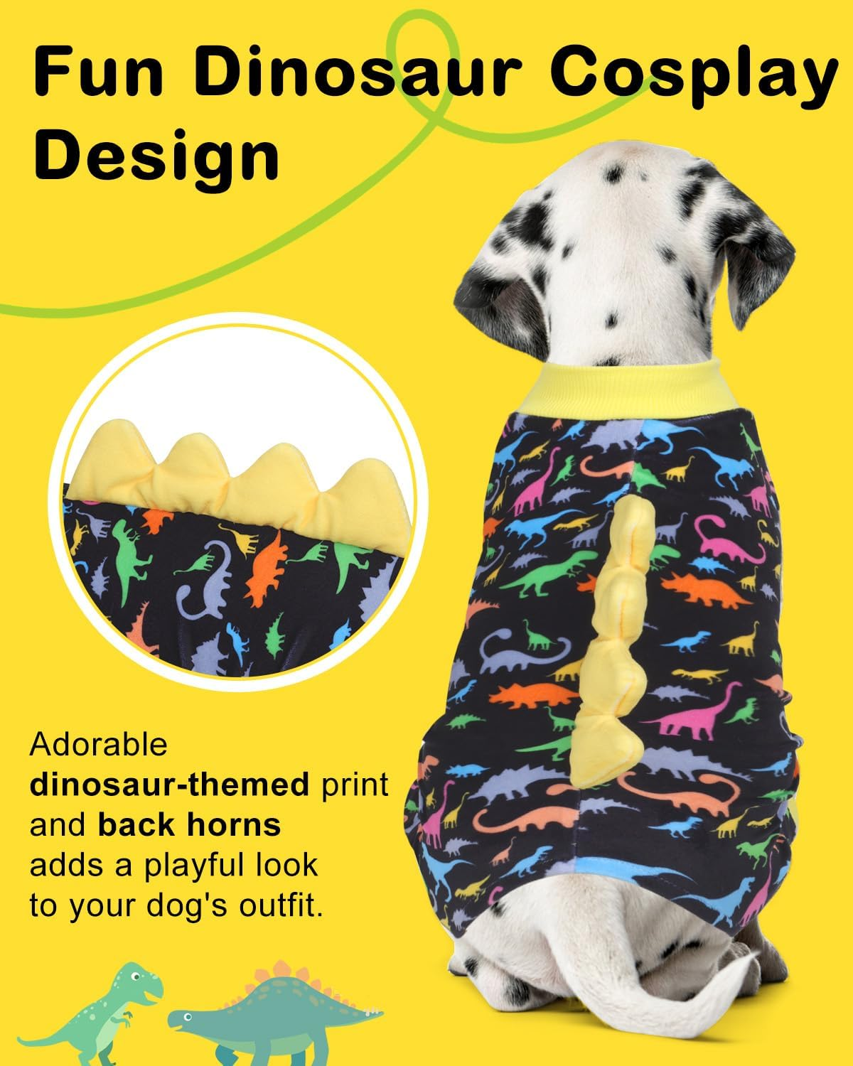 Cutebone Dinosaur Costume Dog Pajamas, Stretchy Spandex Crystal Velvet Sleepwear Coat for Small Dogs, Soft & Warm Pet Outfit Clothes for Cold Weather, Cozy Pullover Design COSP01L-AU image number 2