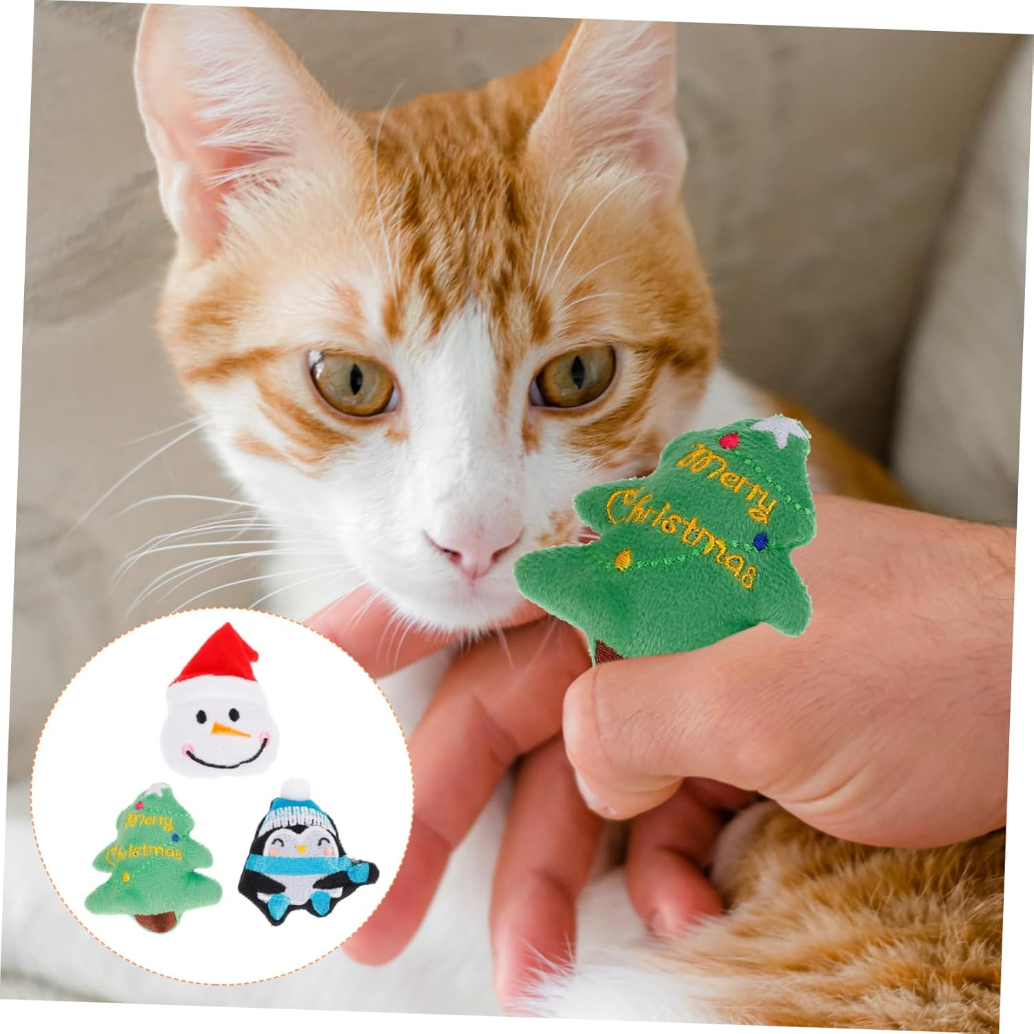 3Pcs Plush Christmas Pet Toy Penguin Snowman Christmas Tree Safe Chew Toys for Dogs and Cats Strengthens Bonding Keeps Pets Entertained image number 3