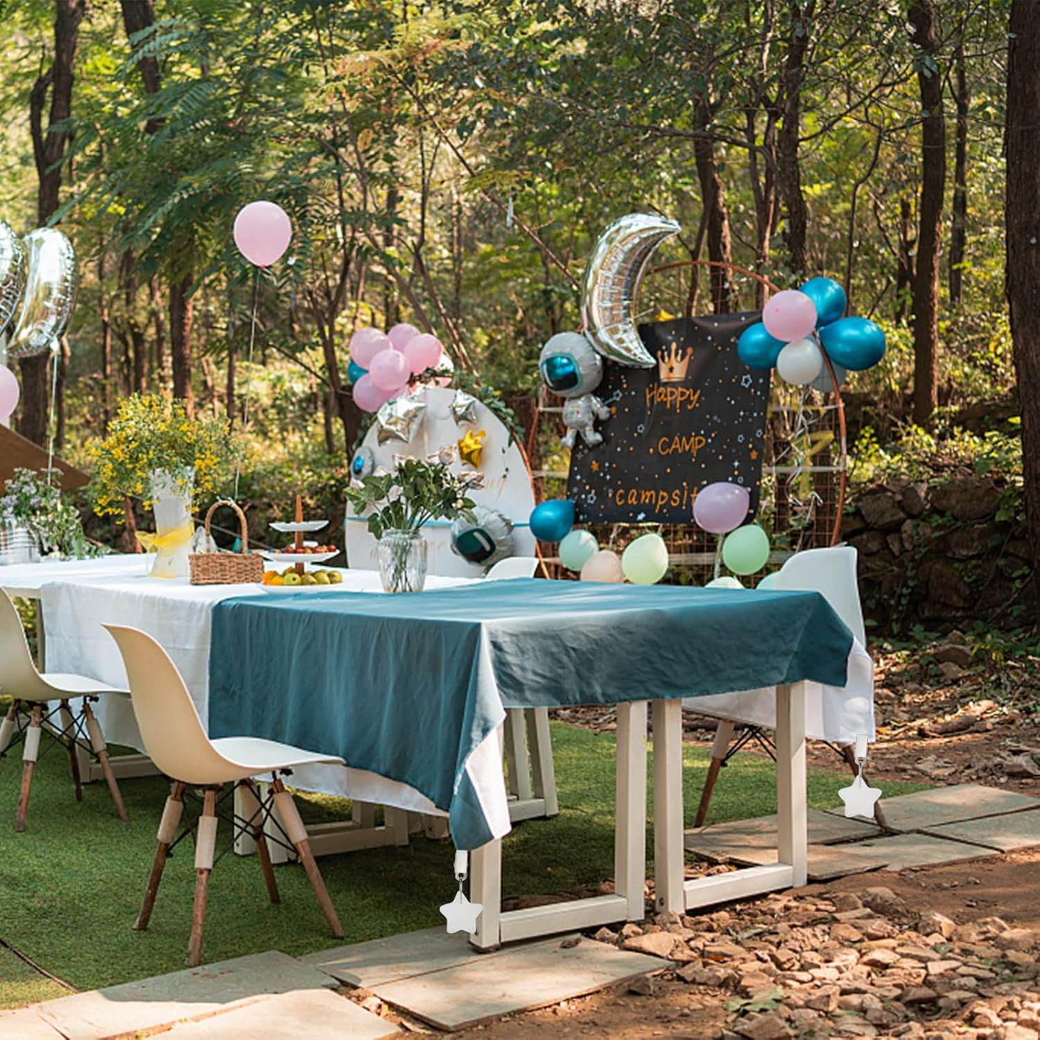 AVLA 10 Pack Tablecloth Weights, Table Cloth Pendant Stones with Metal Clips, Heavy Marble Tablecloth Hangers, Stainless Steel Table Covers Clamps for Decoration, Outdoor, Picnic, Family Dinner Party image number 5