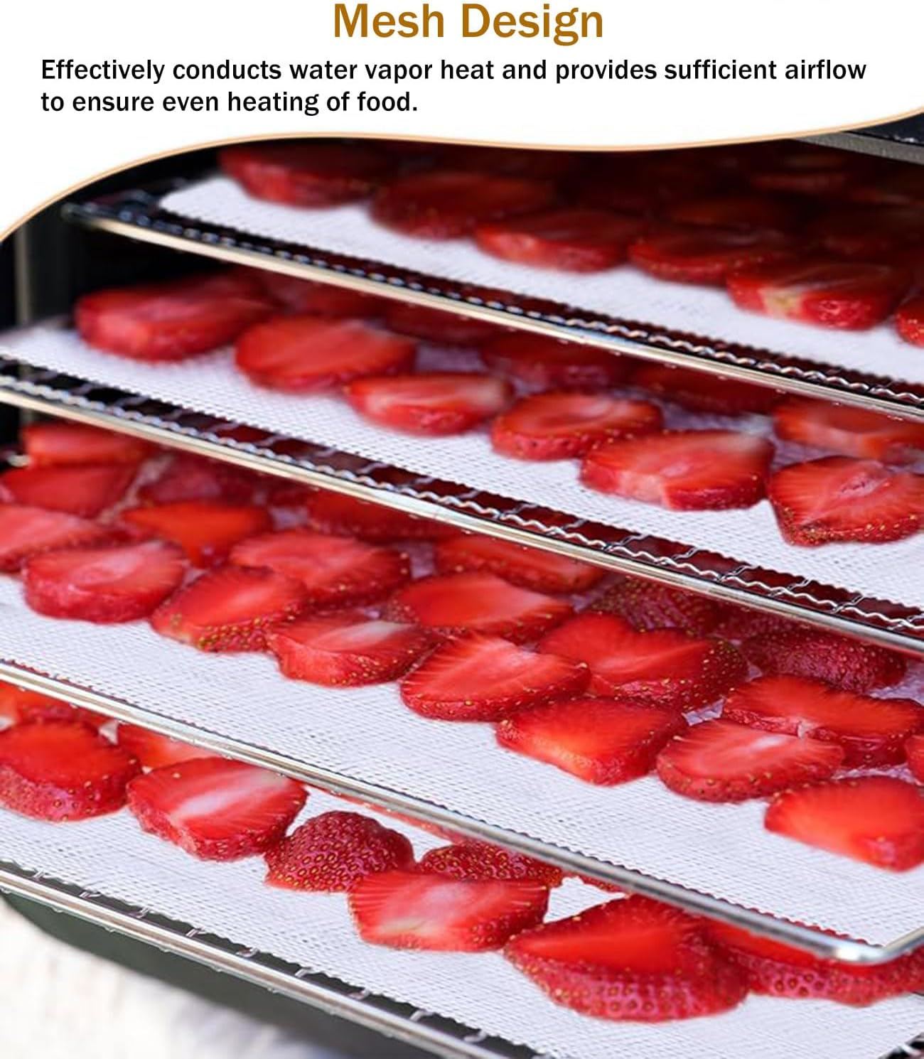 8Pcs Food Fruit Dryer, Silicone Dehydrator Sheets, Steamer Mesh Mats for Food Dehydrator and Freeze Dryer, Reusable Non Stick Fruit Dehydrator Sheets, Dehydrator Tray Liner, Baking Mats image number 6