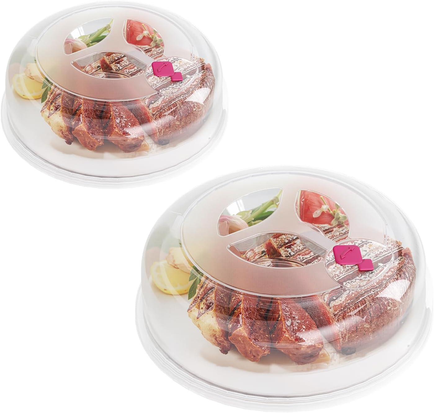 2 Pack Clear Microwave Splatter Cover 30 Cm Large Plate Cover 3 in 1 Food Grade Lids with Silicone Air Vent, BPA Free Food Covers, Kitchen Gadgets and Accessories, Serving Dish Covers image number 3