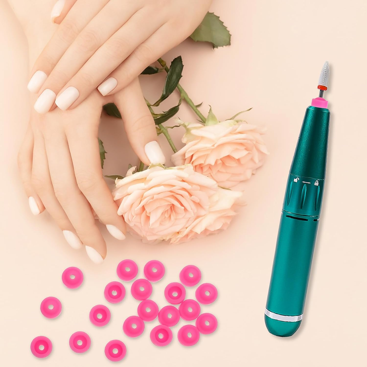 20 PCS Drill Nail Dust Collector Pink Dustproof Protector Caps Nail Art Tools Drill Dust Collector Nail Filer Plastic Cap Nail Art Tools Silicone Dust Stopper for Nail Drill image number 6