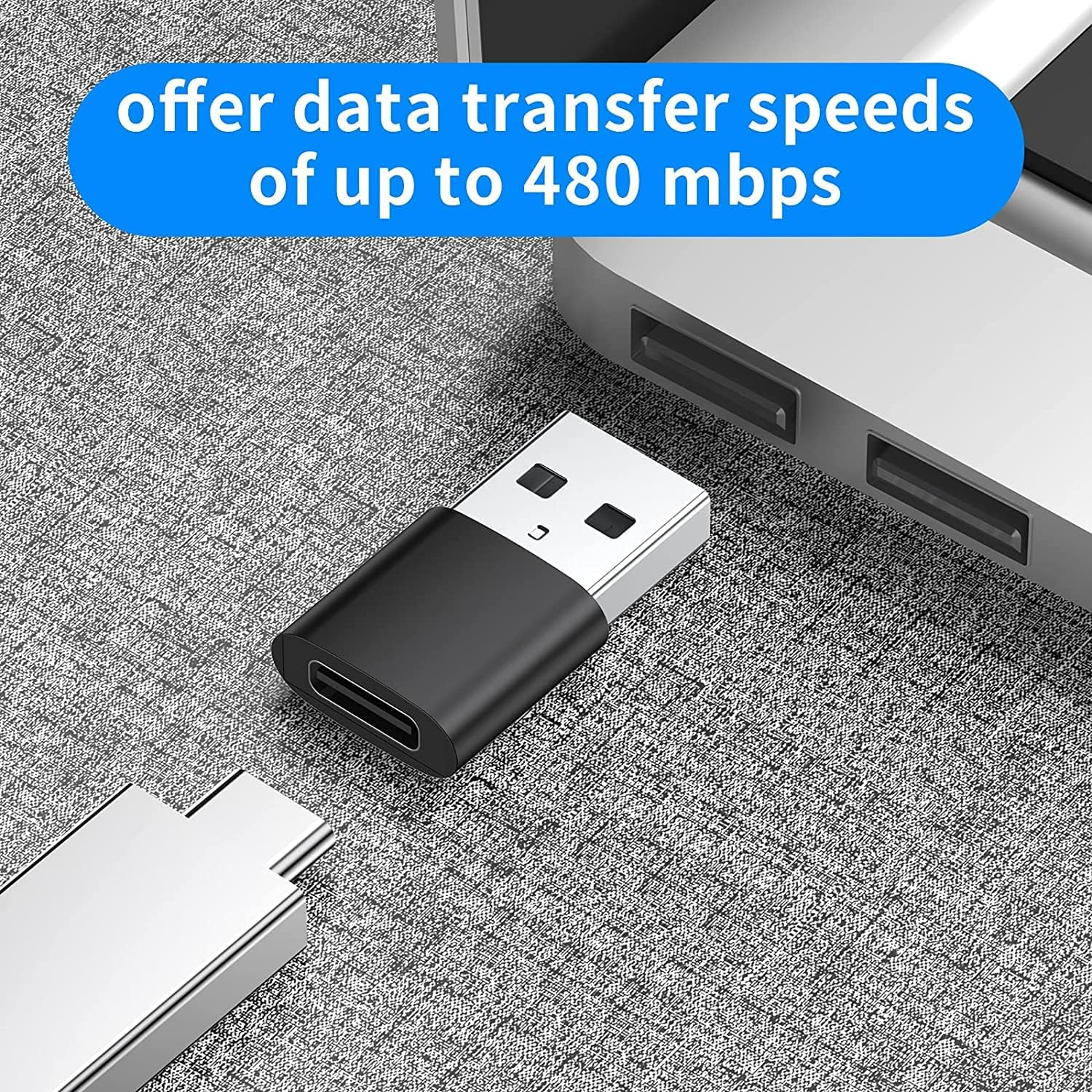 USB C to USB Adapter,Usb a 3.0 Female to USB C Male Adapter X2, USB C Female to USB Male Adapter X2, Compatible with Mac-Book, Phone 15, Sam-Sung Galaxy, Smartphones, Tablets, Laptops 4 Pack image number 4