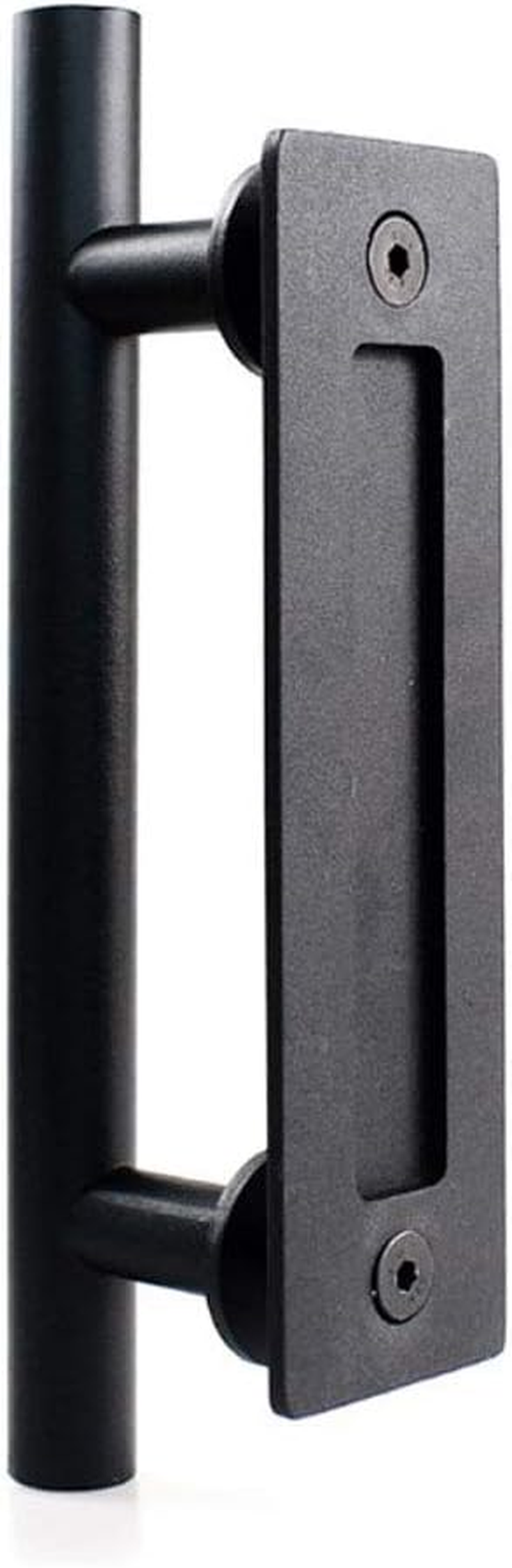 ZONADA Solid Stainless Steel Door Handle, 28Cm round Sliding Barn Door Handle, Pull and Flush Set Single round Handle Hardware -Black image number 2