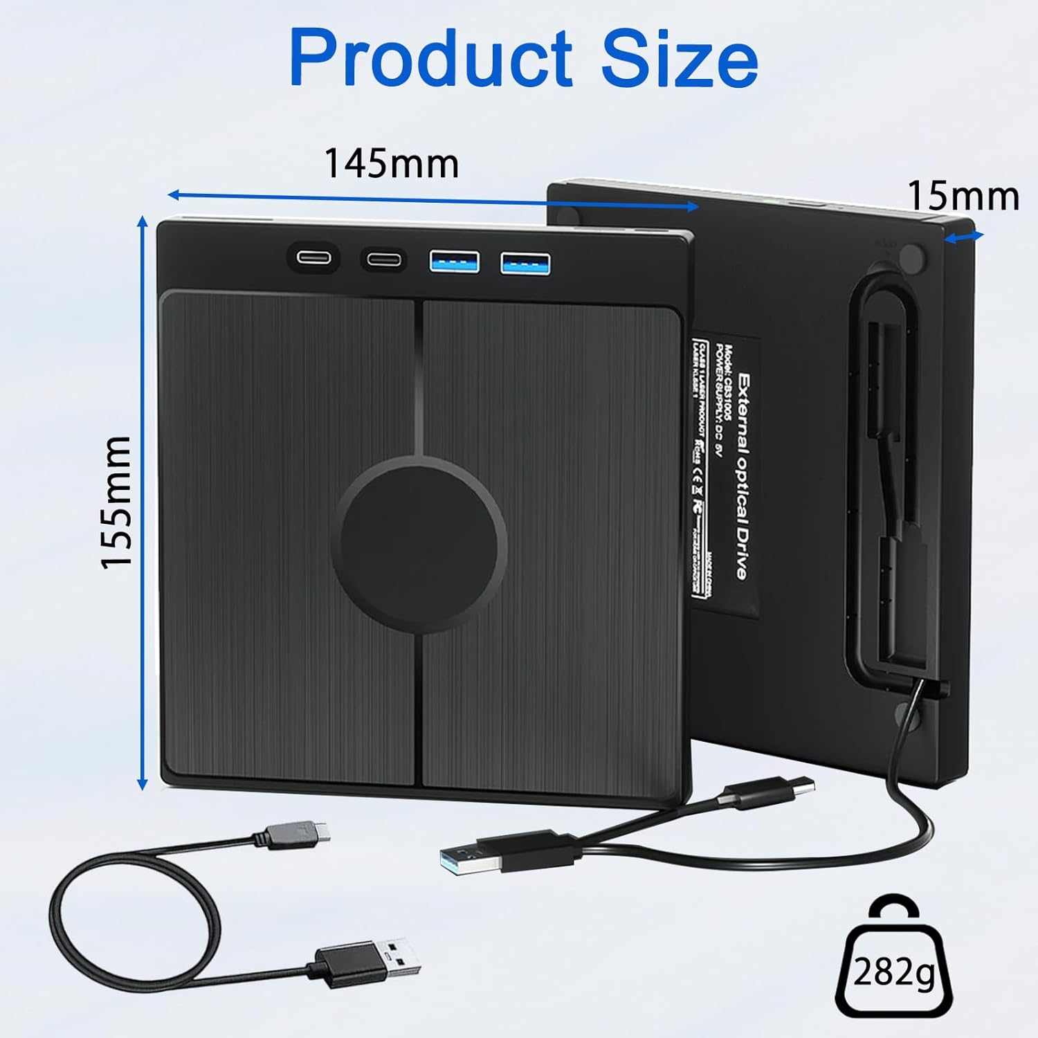 CD Burner External DVD Drive External CD Drive for Laptop PC Desktop CD DVD Player Reader Writer 7-In-1 USB 3.0 USB C TF/SD Card Ports Compatible with Win11/10/8.1/7/Vista/2003/Xp/Mac Os/Linux, Black image number 4