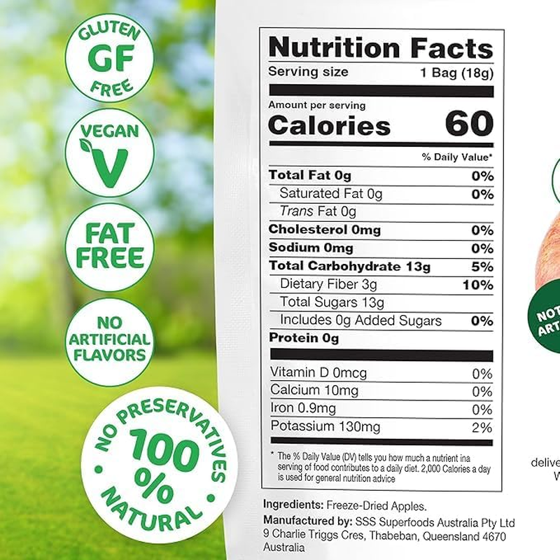 Gina&rsquo;S Table Happles &ndash; Freeze-Dried Apple Fruit Crisps (Just Apple) &ndash; Healthy, Low-Calorie Snack for Kids & Adults &ndash; 10 Pack (18G Each) &ndash; All-Natural, No Added Sugar, Gluten-Free image number 4
