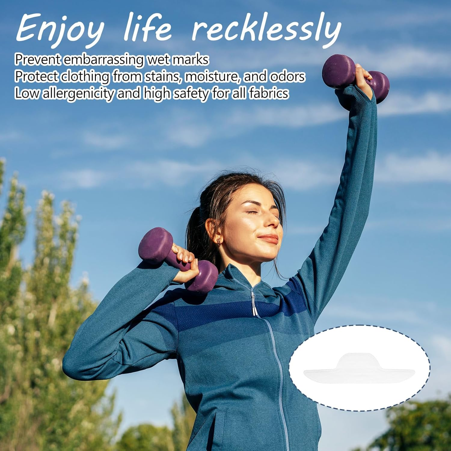 Piriuuo 50 Pcs Sweat Pads for Collar, Disposable Collar Protectors for Shirts Self-Adhesive, Invisible & Unflavored Neck Collars Sweat Pads for Women Men against Sweats & Stains image number 5