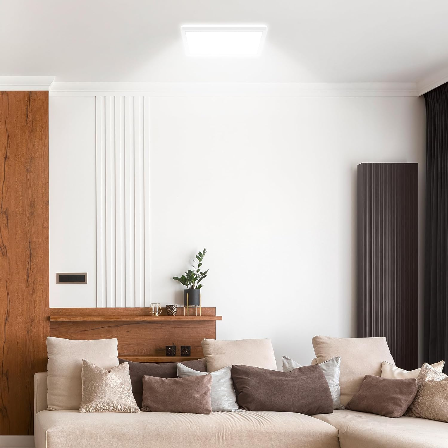 BRILONER - LED Ceiling Light, Indirect Light, Flat, Neutral White Light, LED Bulb, Ceiling Lamp, Living Room, Kitchen, Ceiling Lighting, Hallway, 29 X 29 X 3 Cm, White image number 5