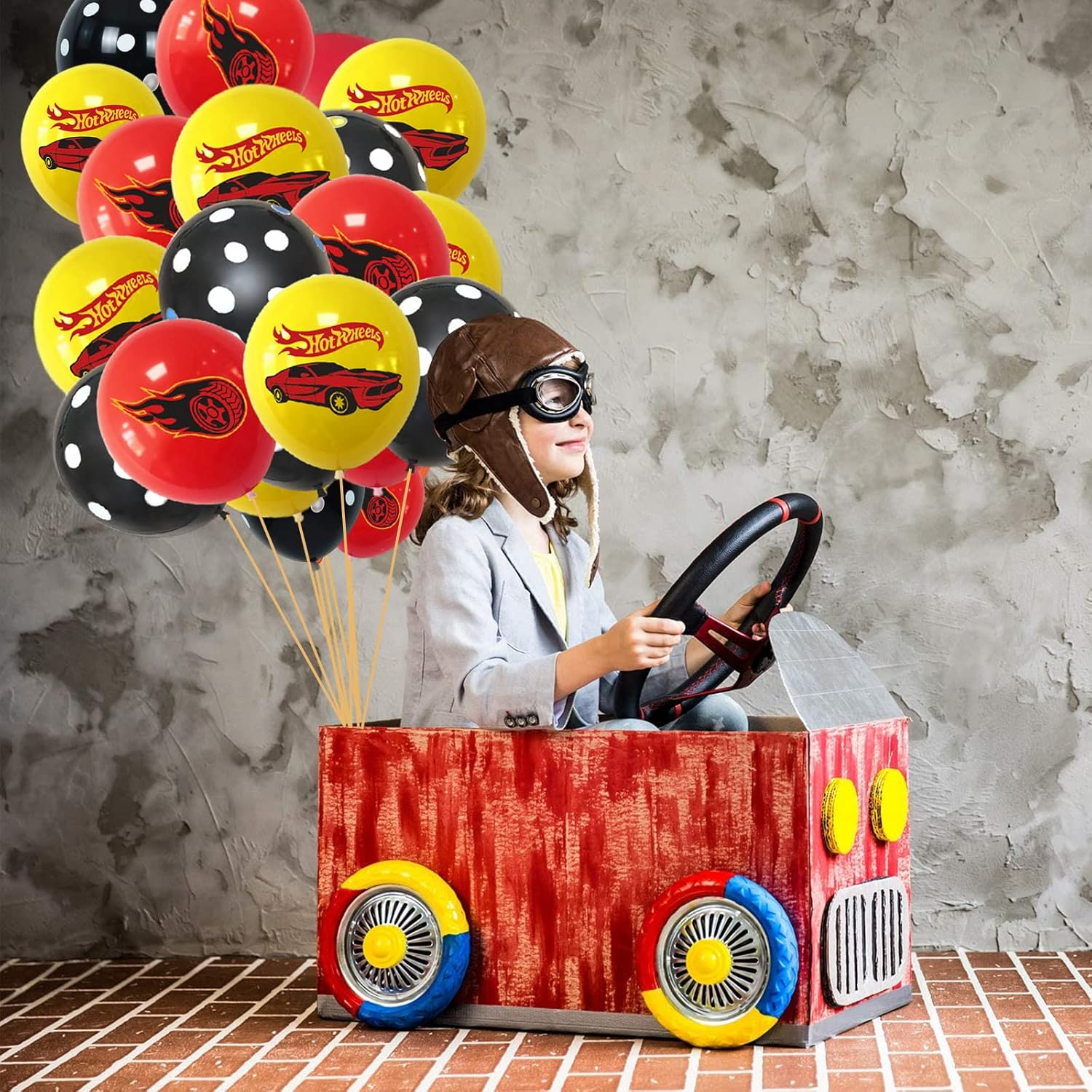 15Pcs Racing Car Party Latex Balloons 12 Inch Black Red Gold Racing Car Patterned Balloons for Racing Party Decoration Kids Boys Birthday Balloon Party Supplies image number 2