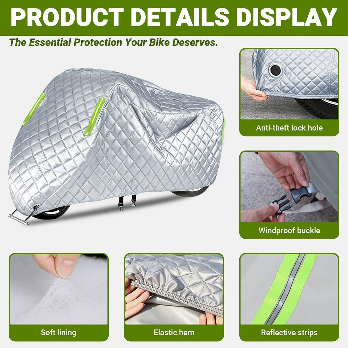 Autumn Winter Motorcycle Cover for Honda VF 1000 R Anti-Snow Anti-Rain 210D Oxford Outdoor Heavy Duty Motorbike Covers for Cruisers/Sport Bikes/Scooters/Off - Road/Adventure/Electric Motorcycles image number 6