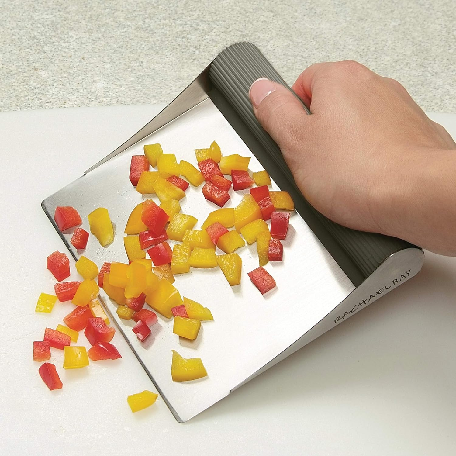 Rachael Ray Tools and Gadgets Stainless Steel Pastry Scraper/Bench Scrape/Kitchen Tool for Baking and Cooking/Dishwasher Safe, Sea Salt Gray, 6X5X1In image number 5