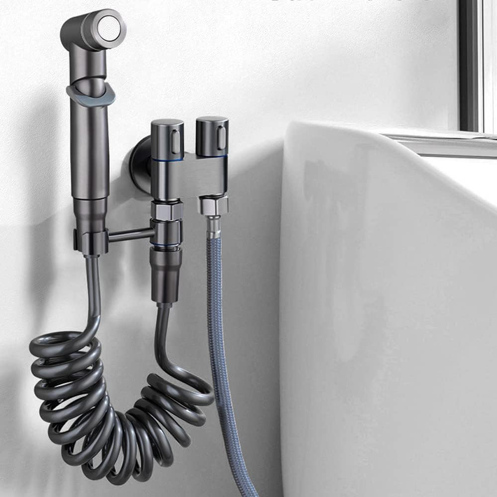 1-In-2-Out Dual Control Valve, 2023 New Double Control Mini Shower, 6.5 Feet Extra Long Hose High Pressure Bathroom Faucet Kit for Bidet and Shower (1 Pcs Grey Dual Control Valve) image number 1