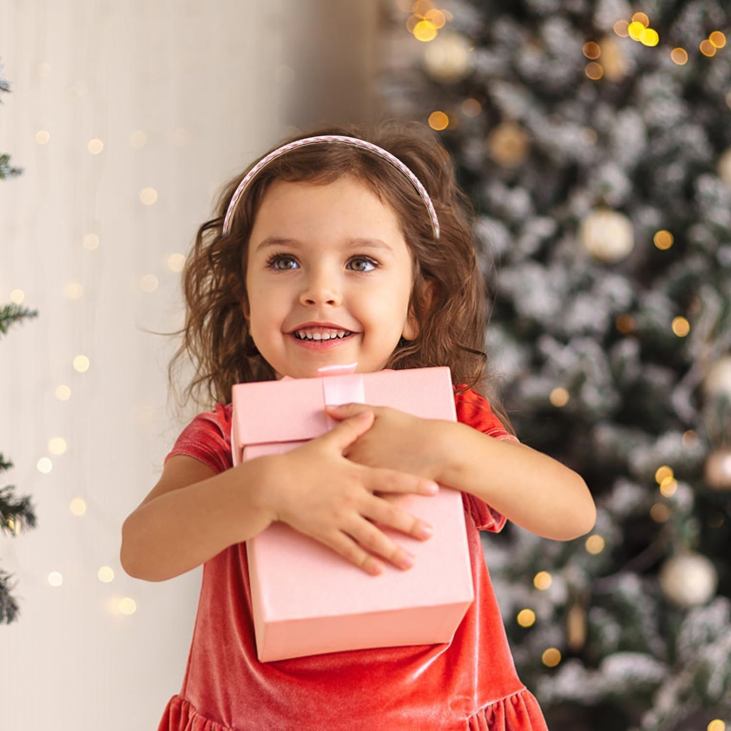 NQEUEPN 7Pcs Cute Headbands Set for Women Girls, Anti-Slip Flower & Padded Headband Stylish Pearl Head Band Vintage Pink White Twisted Plaid Headband Hair Accessories image number 3