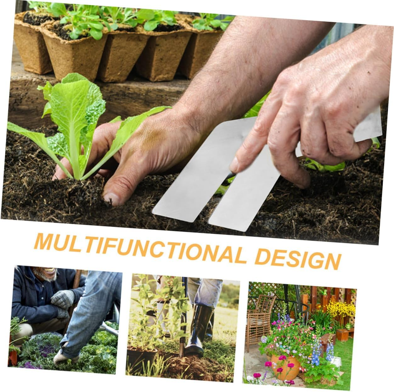 Yardenfun 2Pcs Stainless Steel Plants Transplanting Tool Garden Supplies Multi-Function Plants Remove Tong for Gardening image number 2